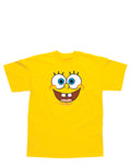SpongeBob SquarePants face graphic on a yellow kids t-shirt.