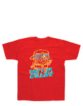SpongeBob SquarePants don't be shady graphic on a red kids t-shirt.