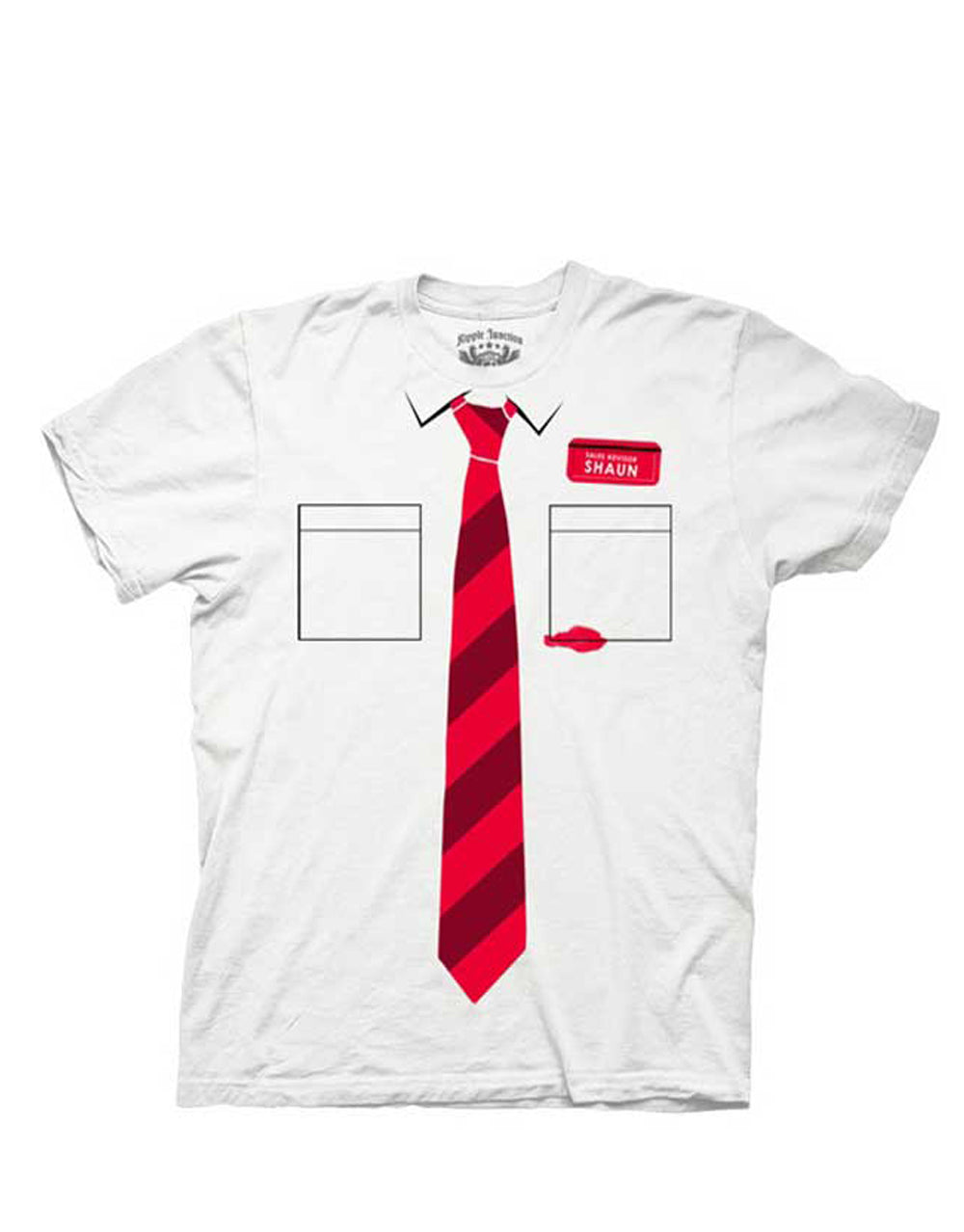 Shaun costume graphic on a white adult t-shirt.