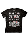 The plan graphic on a black adult t-shirt.