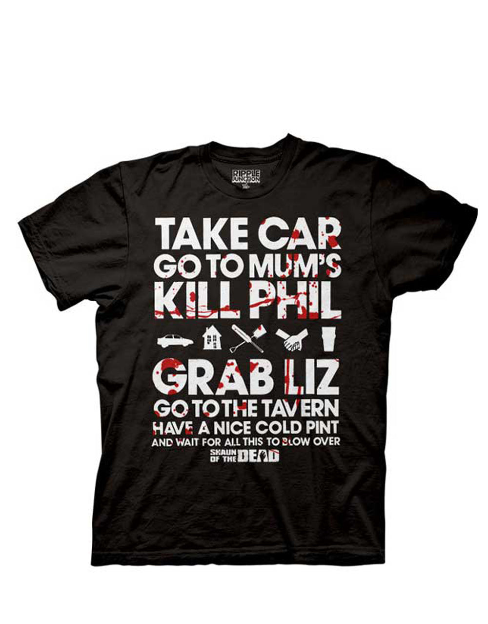 The plan graphic on a black adult t-shirt.