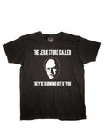 Jerk store graphic on a black adult t-shirt.