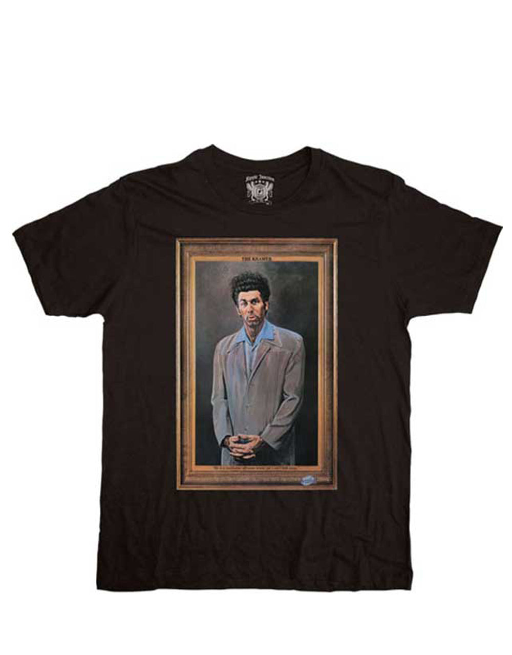 The Kramer graphic on a black adult t-shirt.