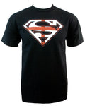 Superman England shield graphic on a black adult t-shirt.