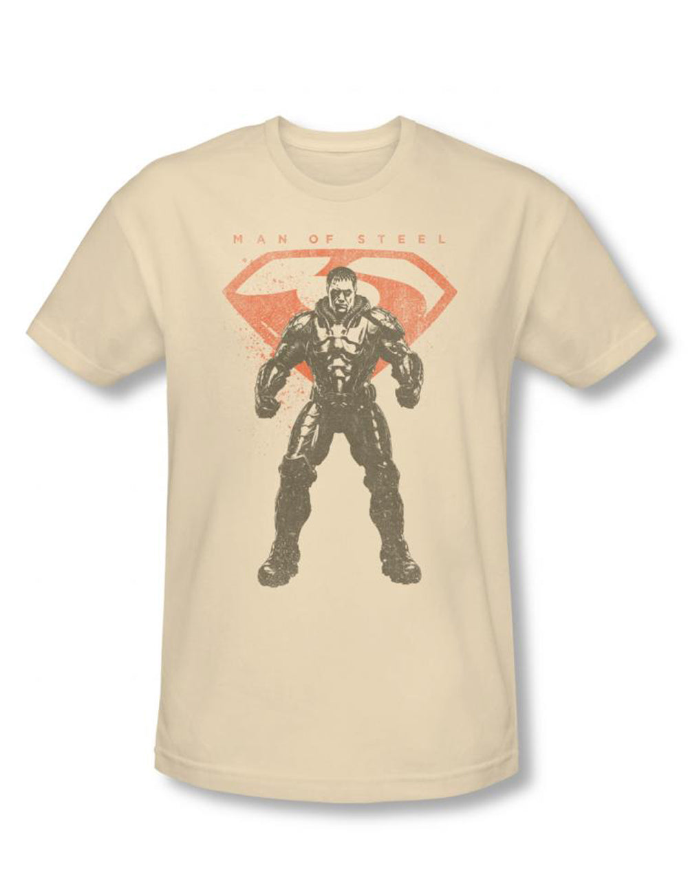 Superman Man of Steel Zod faded graphic on a cream adult t-shirt.