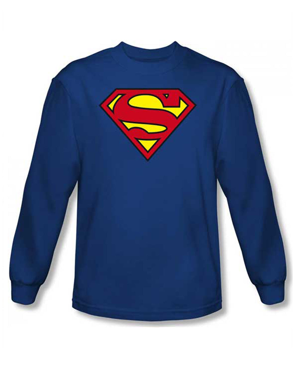Classic logo graphic on a royal blue adult long sleeve top.