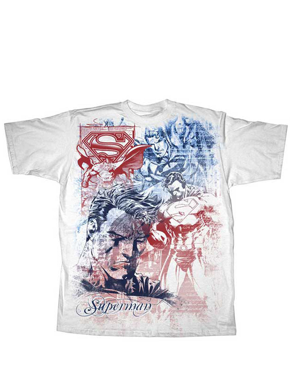 Superman last son graphic on a white adult t-shirt.
