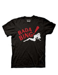 Bada bing graphic on a black adult t-shirt.