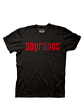 The Sopranos logo graphic on a black adult t-shirt.