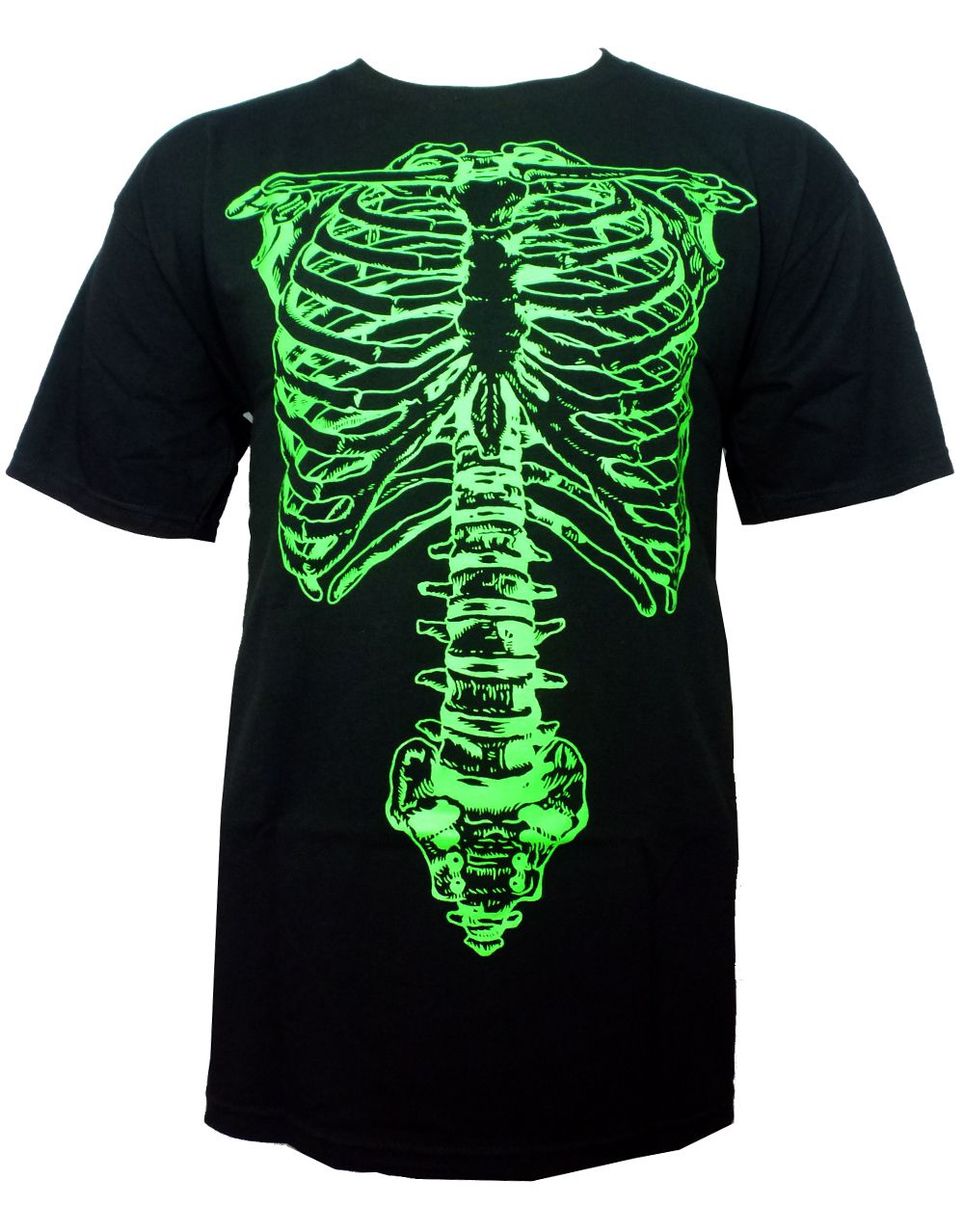 This Is Spinal Tap Nigel's skeleton graphic on a black adult t-shirt.