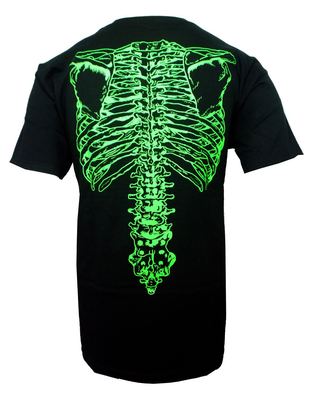 This Is Spinal Tap Nigel's skeleton graphic on a black adult t-shirt.