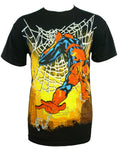 Spider-Man spy hunted graphic on a black adult t-shirt.