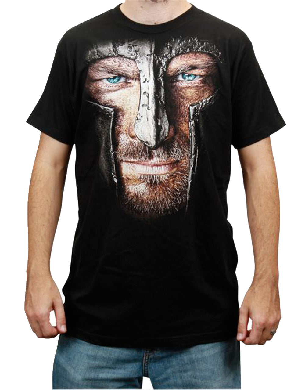 Spartacus slave warrior graphic on a black adult t-shirt.