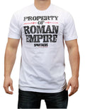 Spartacus Roman property graphic on a white adult t-shirt.
