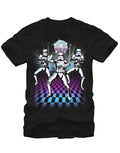 Trooper disco days graphic on a black adult t-shirt.