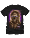 Chewie shades graphic on a black adult t-shirt.