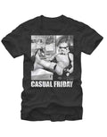 Casual Friday graphic on a black adult t-shirt.