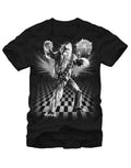 Chewbacca dance graphic on a black adult t-shirt.