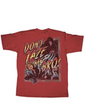 Star Wars emperor taze graphic on a heathered red adult t-shirt.