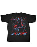 Star Wars Darth Vader Sith lord graphic on a black adult t-shirt.