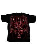 Star Wars Darth Maul graphic on a black adult t-shirt.