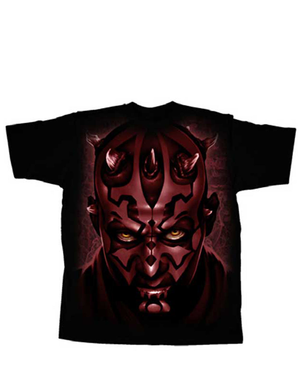 Star Wars Darth Maul graphic on a black adult t-shirt.
