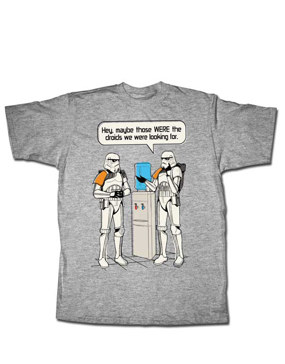 Star Wars trooper cooler graphic on a heathered grey adult t-shirt.