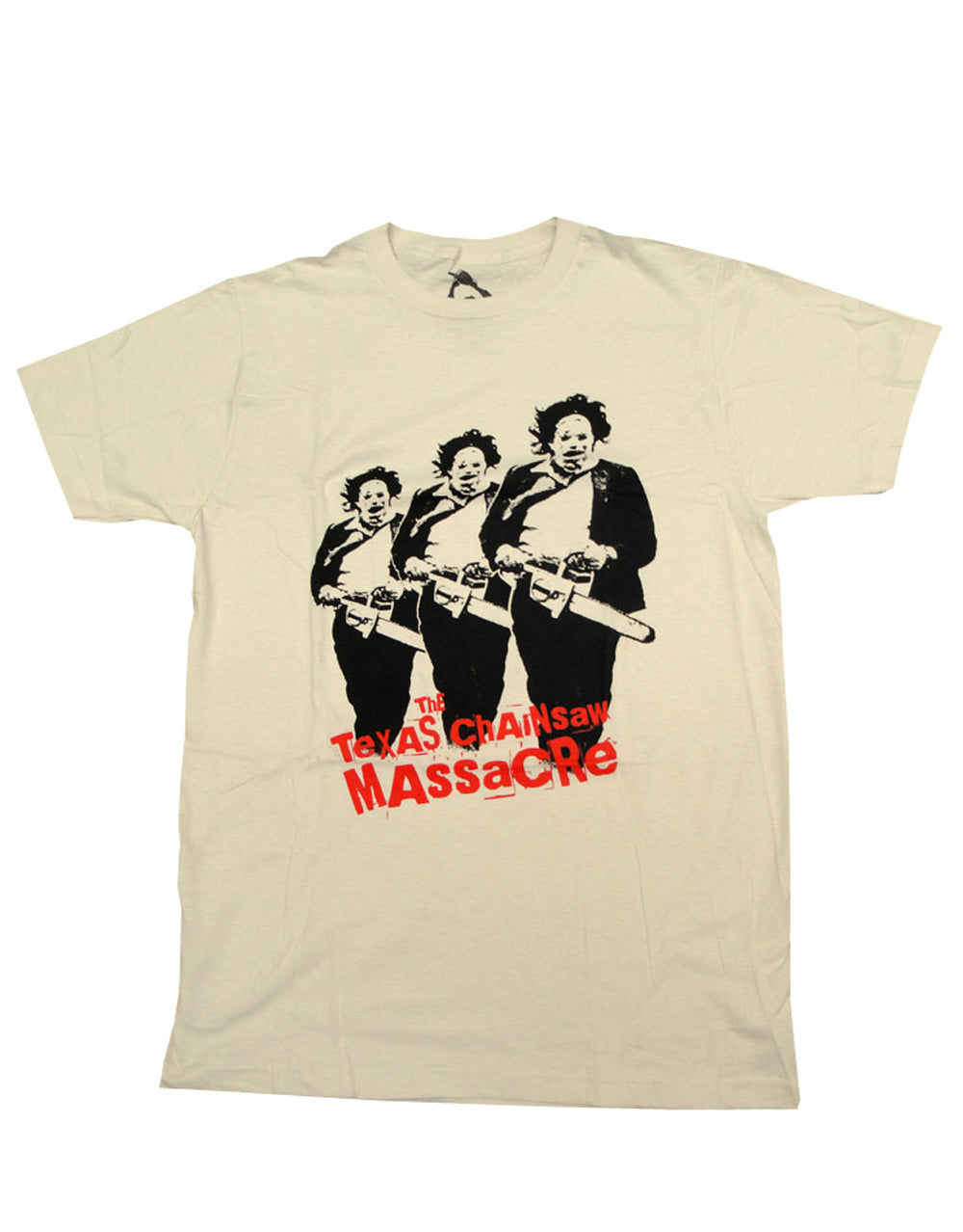 Official Texas Chainsaw Massacre Triplicate french vanilla T-shirt - licensed horror apparel