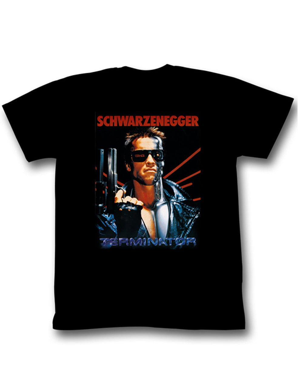 Adult black t-shirt featuring The Terminator's iconic I'll be back quote.