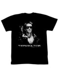 Adult black t-shirt featuring a terminate graphic design from The Terminator.