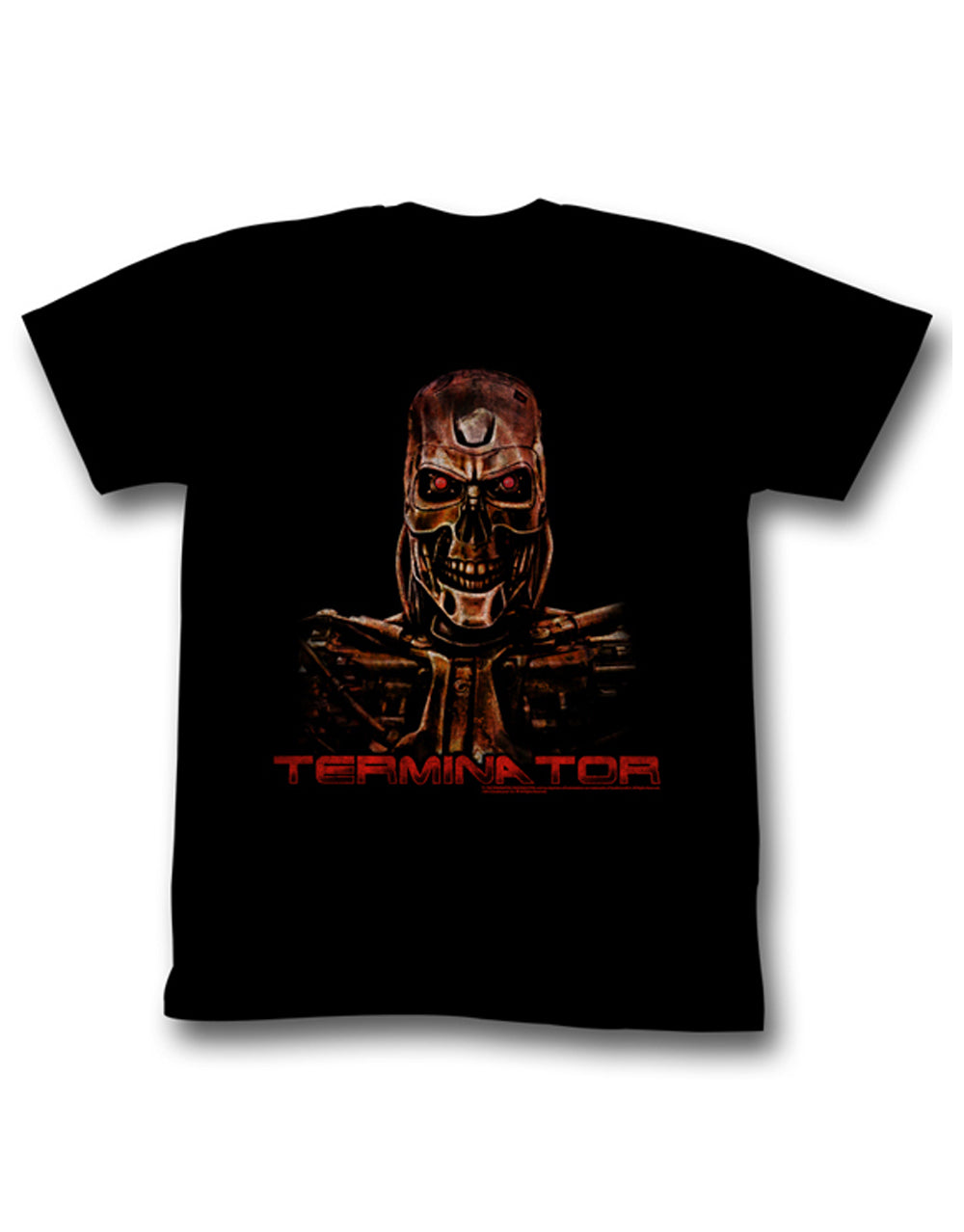 Adult black t-shirt featuring a code red graphic design from The Terminator.