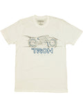 Tron legacy evolution graphic on a white adult t-shirt.