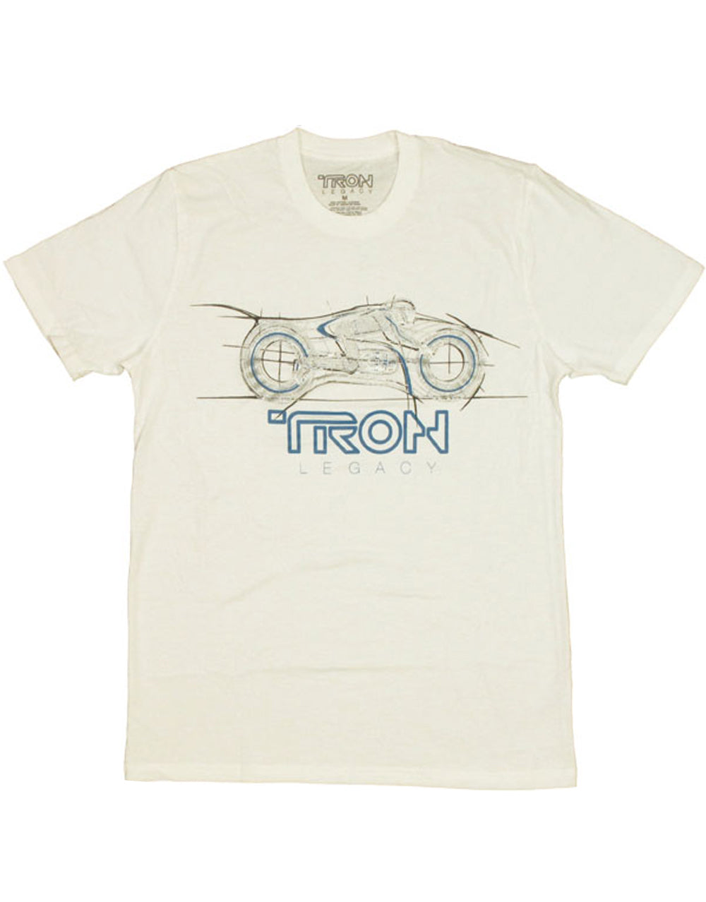Tron legacy evolution graphic on a white adult t-shirt.