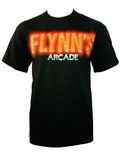 Tron Flynn's arcade graphic on a black adult t-shirt.