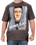The Three Stooges shining Curly graphic on a brown adult t-shirt.