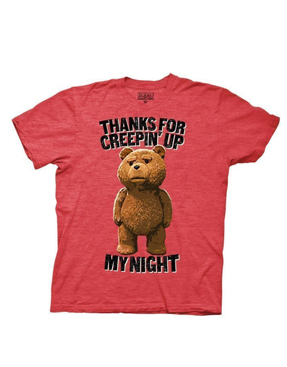Thanks for creeping up my night graphic on a heathered red adult t-shirt.