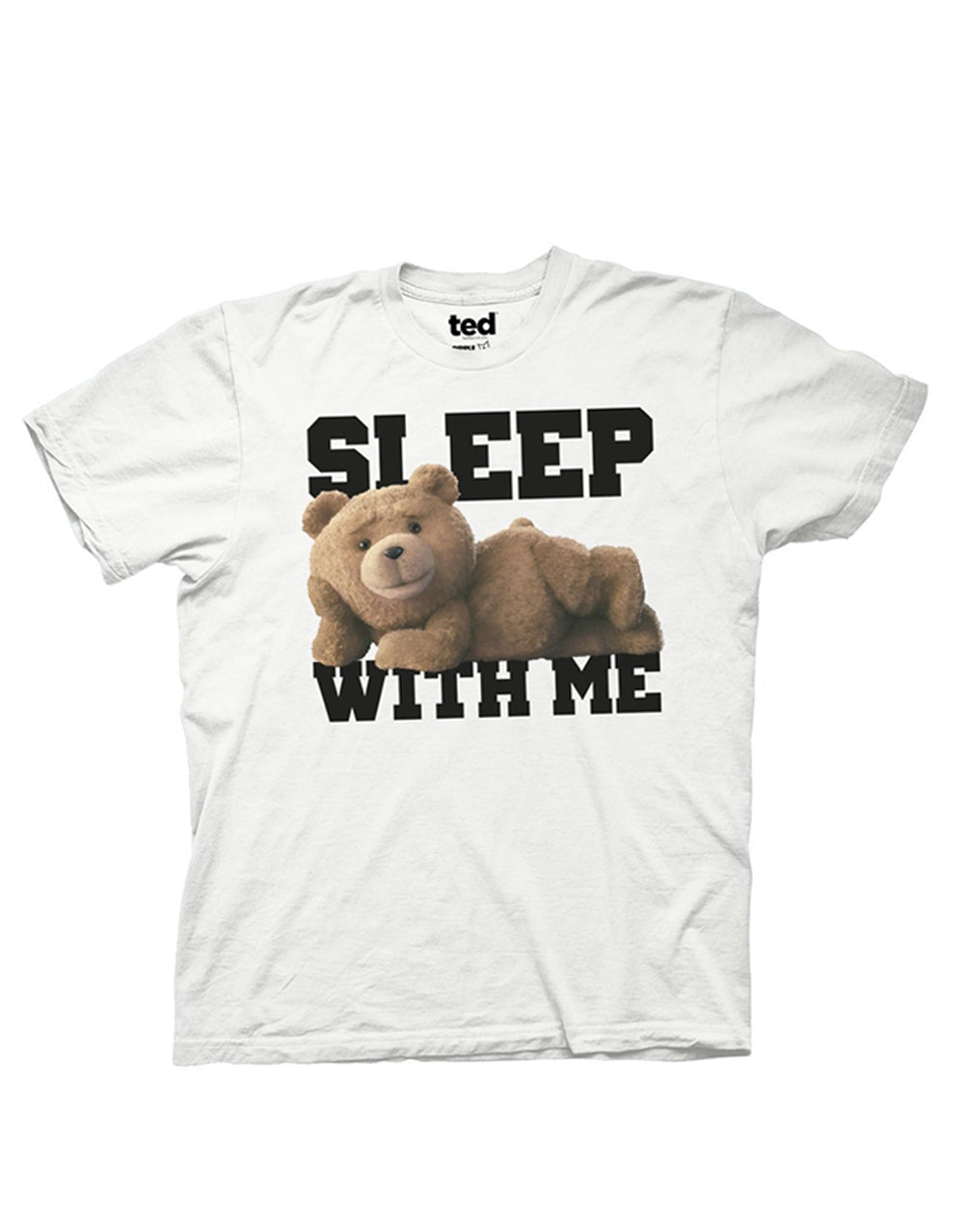 Sleep with me graphic on a white adult t-shirt.