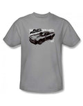The Fast and the Furious spray car graphic on a silver grey adult t-shirt.