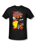 The Fast and the Furious drifting crew graphic on a black adult t-shirt.