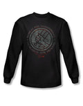 BPRD stone graphic on a black adult long sleeve top.