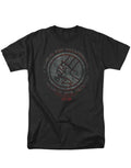 BPRD stone graphic on a black adult t-shirt.
