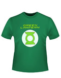 Green Lantern shield graphic on a green adult t-shirt.