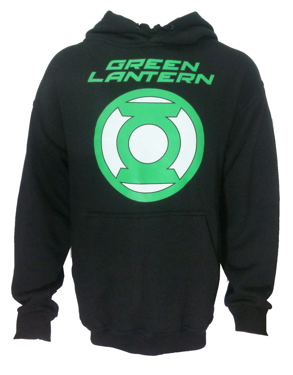 Green Lantern logo graphic on a black adult hoodie.