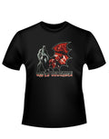Batman crusader graphic on a black adult t-shirt.