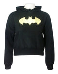 Batgirl foil logo graphic on a black women's hoodie.
