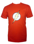 The Flash symbol graphic on a red adult t-shirt.