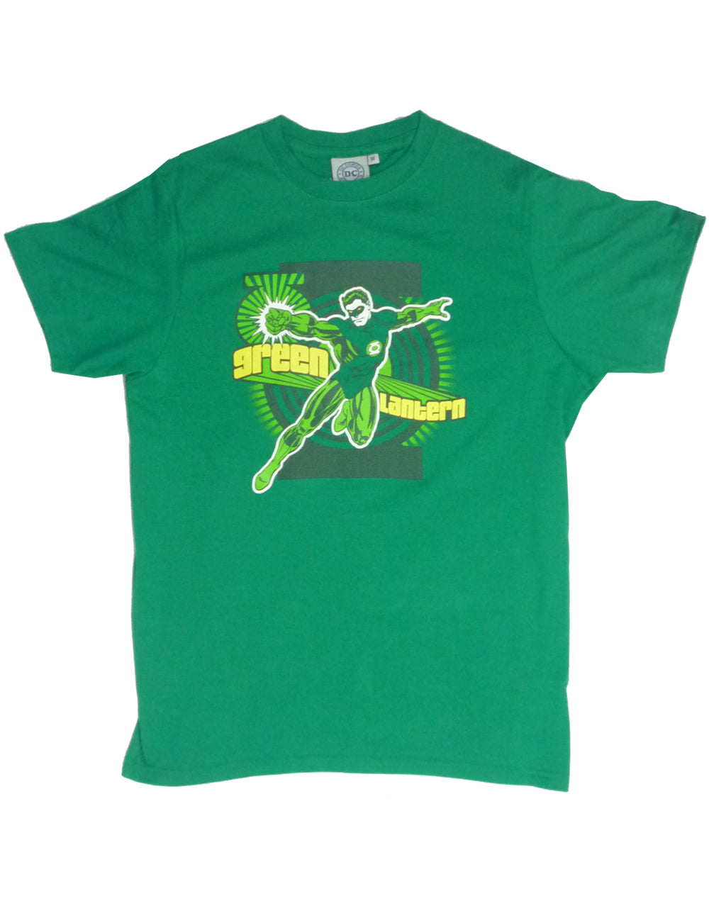 Green Lantern first flight graphic on a green adult t-shirt.