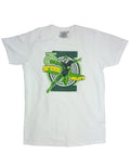 Green Lantern first flight graphic on a white adult t-shirt.