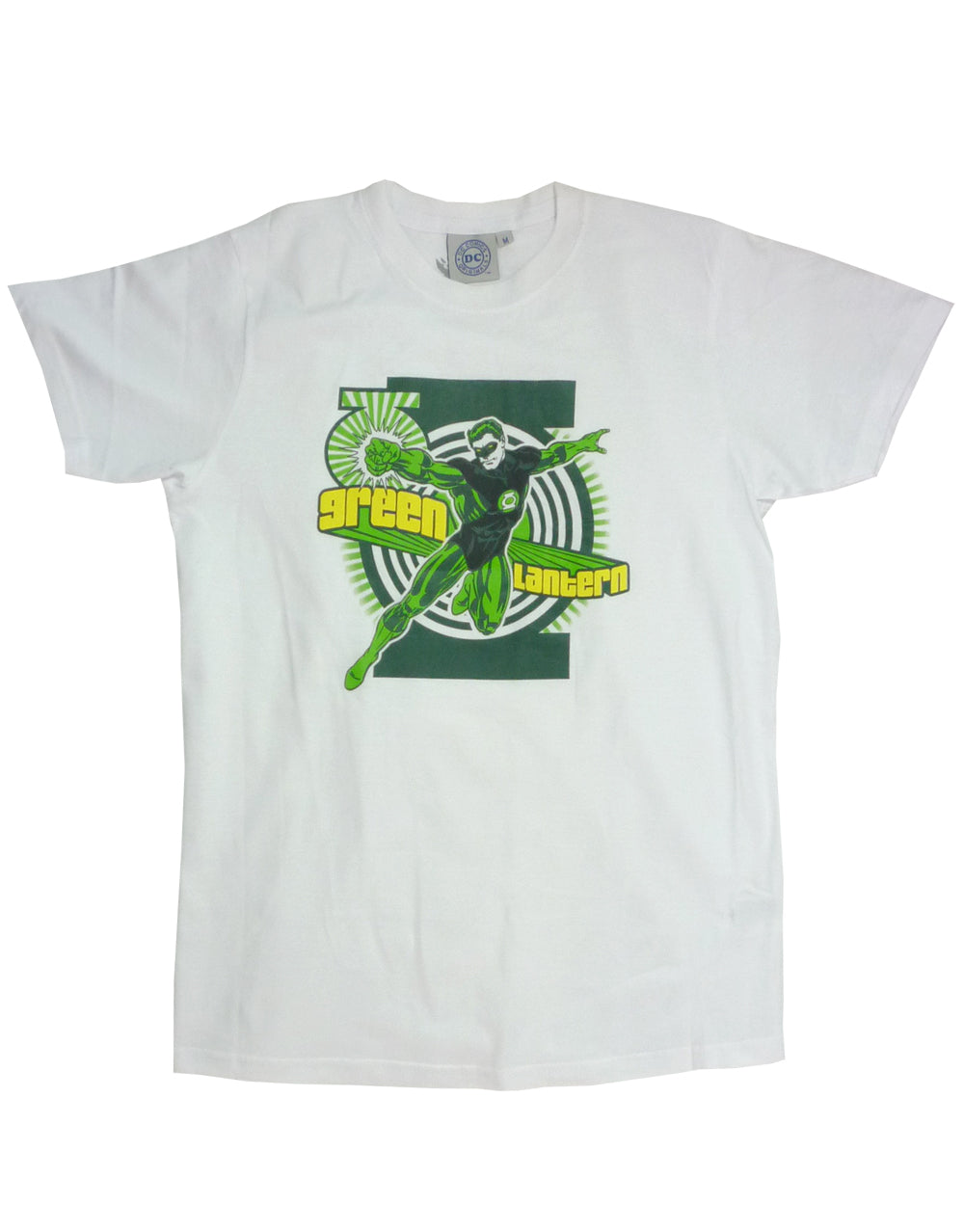 Green Lantern first flight graphic on a white adult t-shirt.