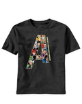 Marvel Avengers marvel team a graphic on a black adult t-shirt.